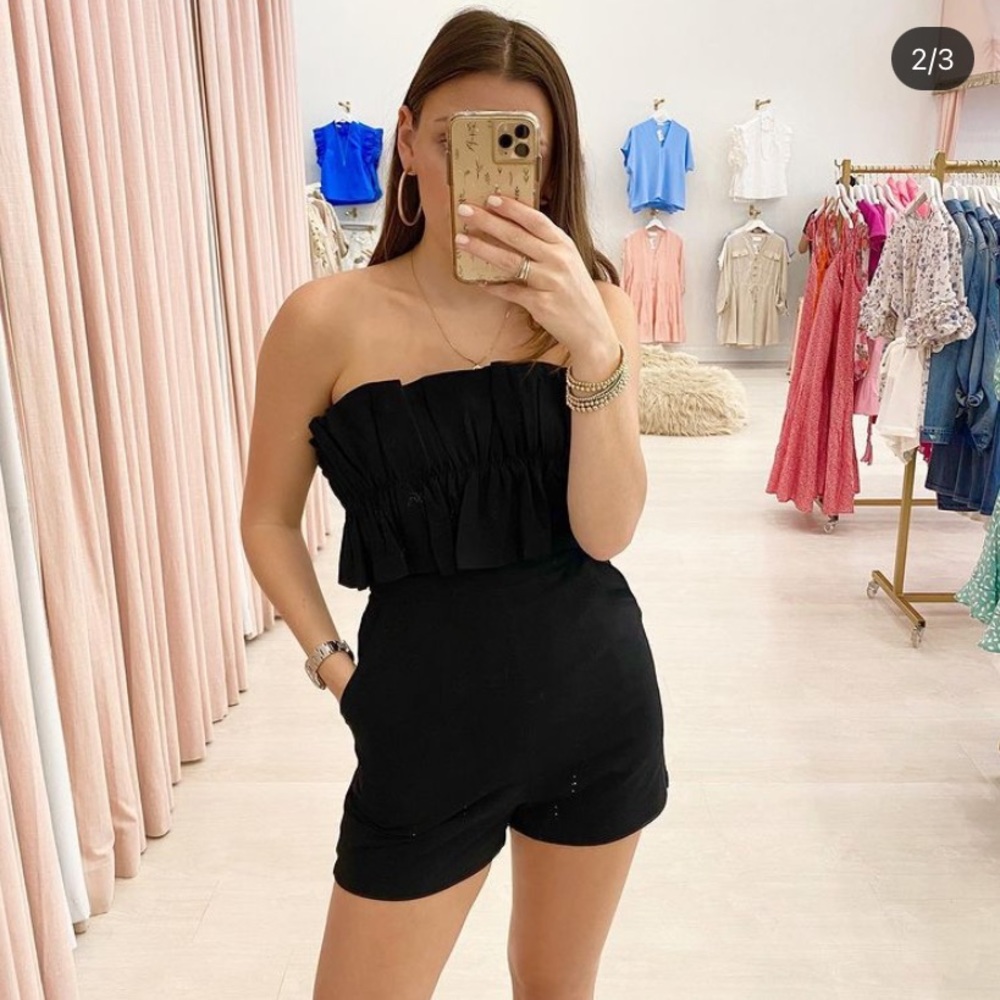 Ruffle black romper